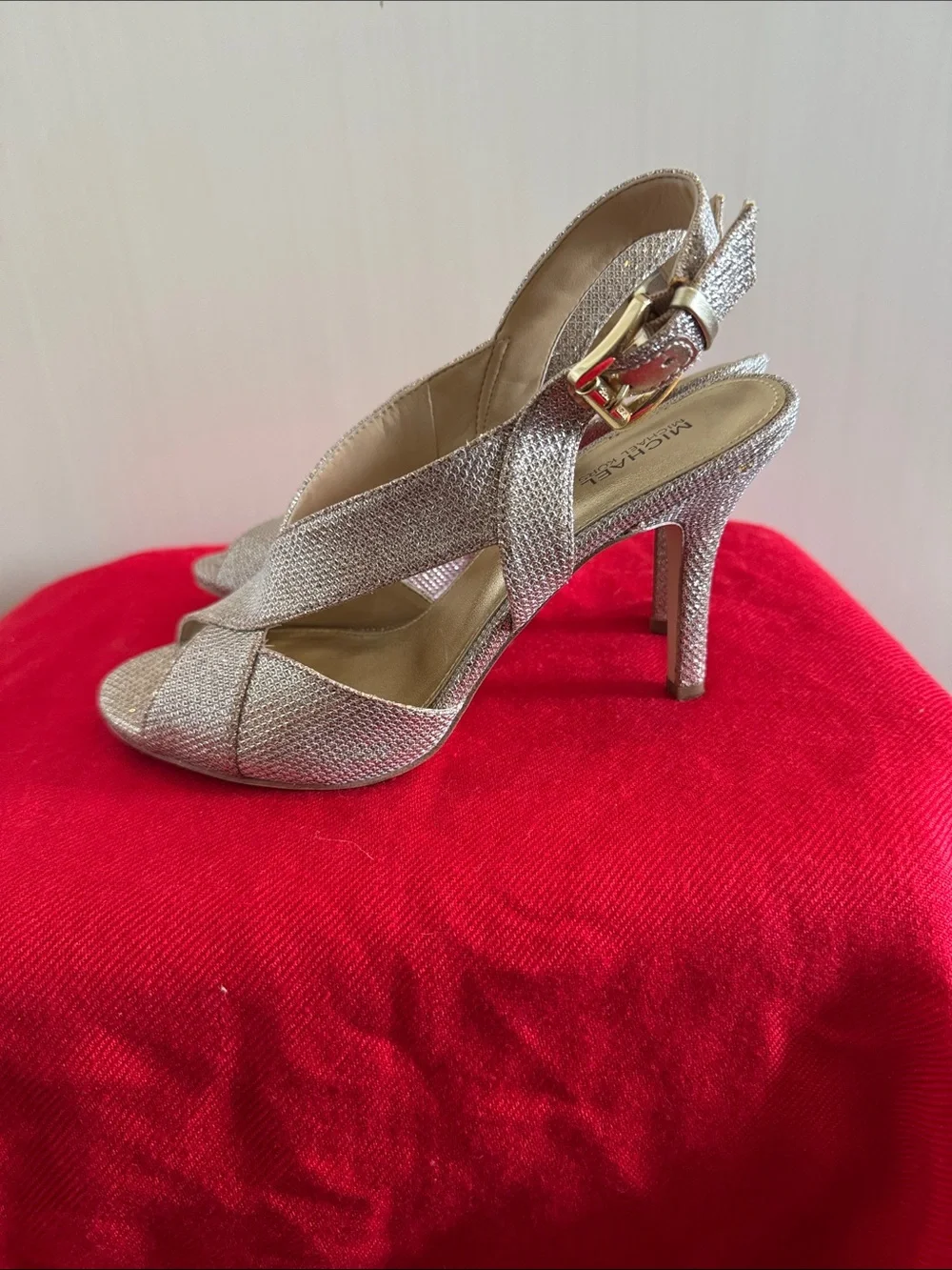 Michael Kors Metallic Gold Crisscross Slingback Heels